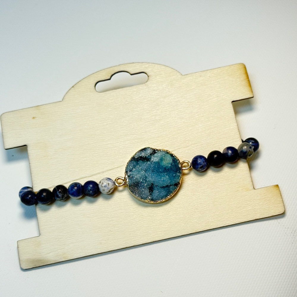 Handmade natural gemstone and seed beads bracelet